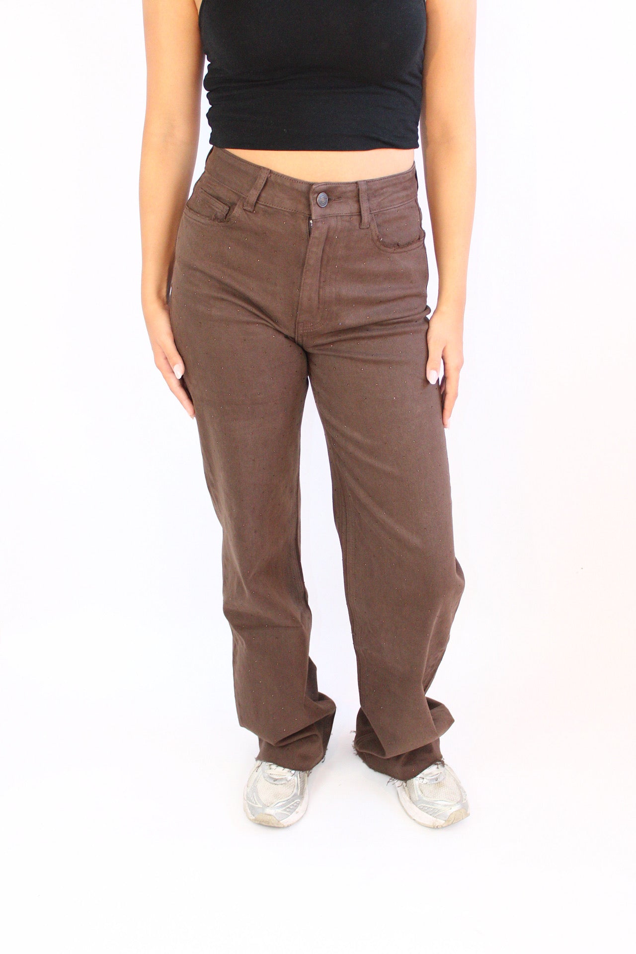 Jeans bruin glitter
