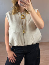 gilet suede creme