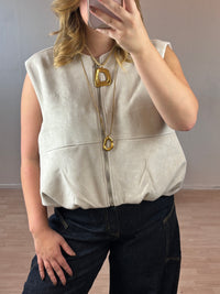gilet suede creme