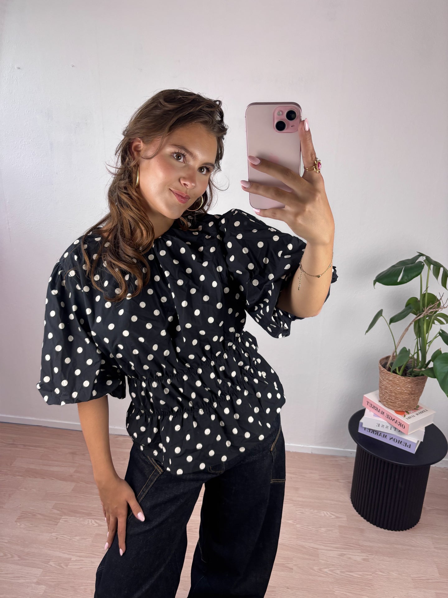 Polkadot top zwart