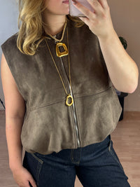 gilet suede donker bruin